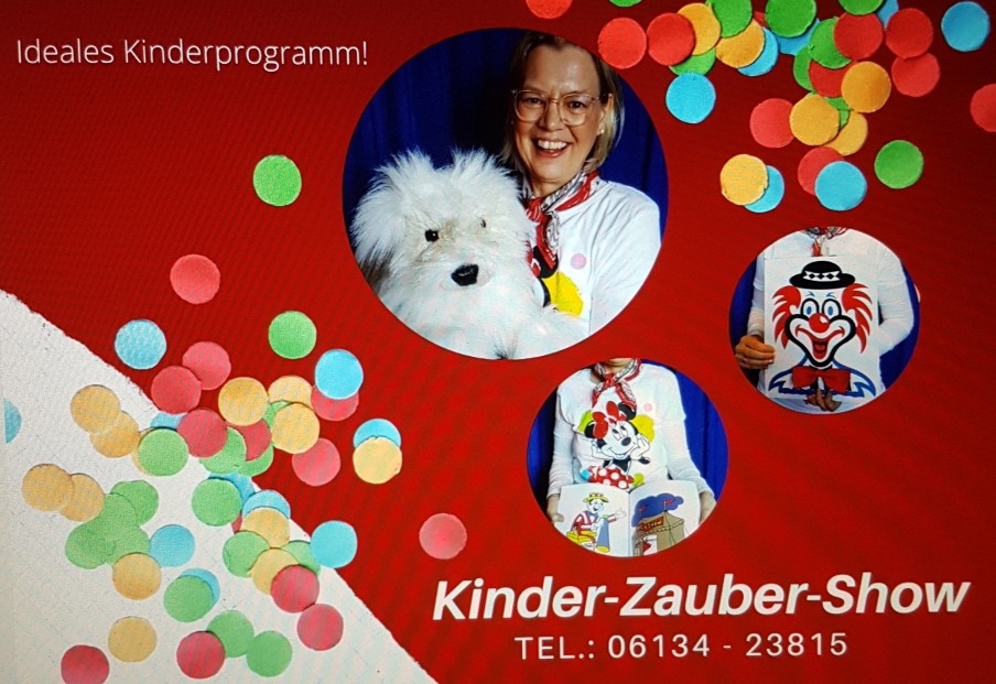 Kinderzauberer mit Zaubershow für den Kindergeburtstag in Mainz Wiesbaden Frankfurt buchen! Flyer von Zauberin Stephanie Amstadt.